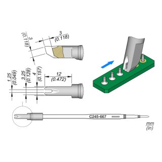 JBC C245-667 Drag Soldering Tip 1.25 mm Fork