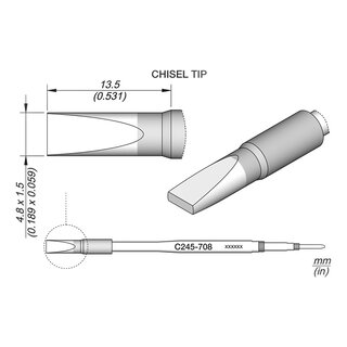 JBC C245-708 Soldering Tip 4.8 x 1.5 mm Chisel Straight