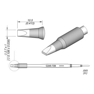JBC C245-729 Soldering Tip 2.7 x 1.0 mm Chisel Straight