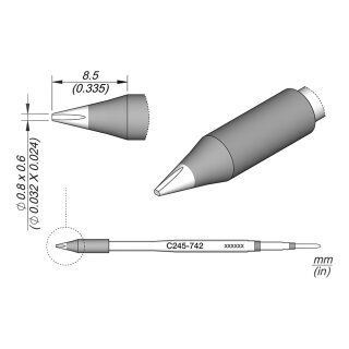 JBC C245-742 Soldering Tip 0.8 x 0.6 mm Chisel Straight
