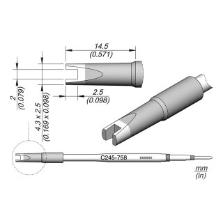 JBC C245-758 SMD Desoldering Tip 2.0 mm Fork