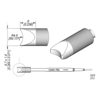 JBC C245-762 Pin Soldering Tip 6.7 x 1.8 mm Chisel Straight