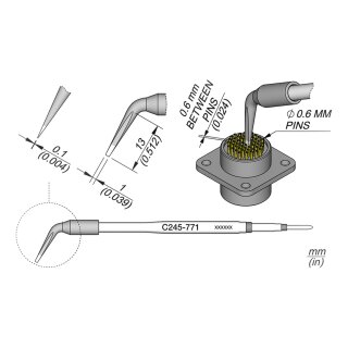 JBC C245-771 Pin-Ltspitze 1,0 x 0,1 mm Meiel gebogen