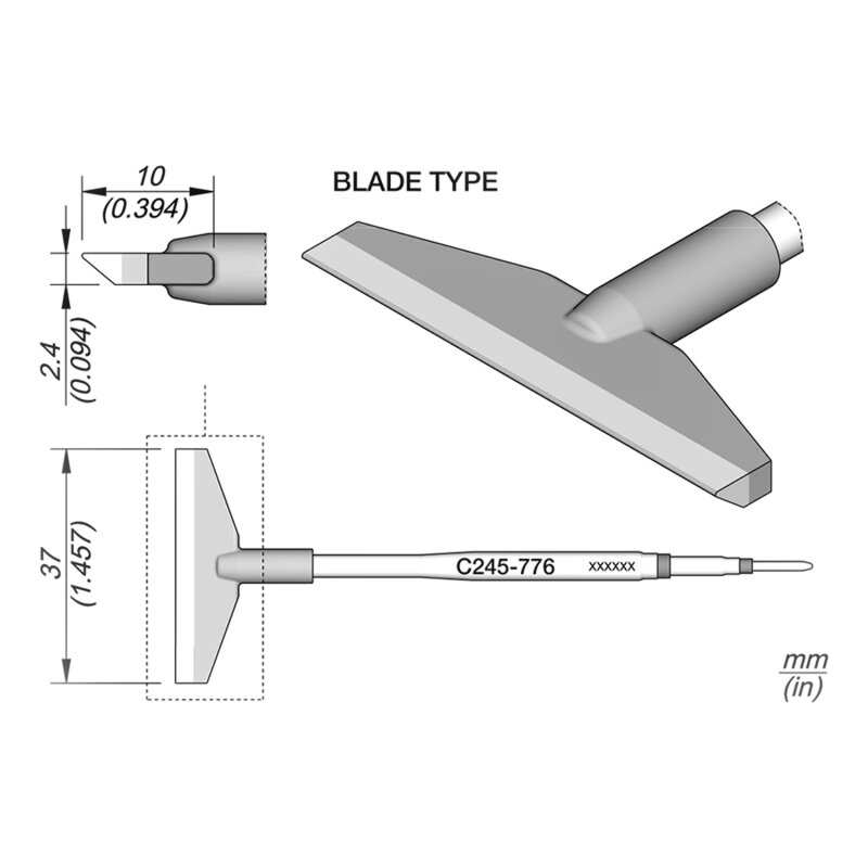 JBC C245776 Soldering Tip 37.0 x 2.4 mm Blade, 96.00