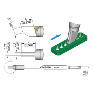 JBC C245-796 Ziehltspitze 2,2 mm Gabel