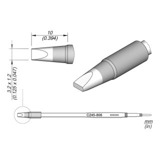 JBC C245-811 Soldering Tip 3.2 x 1.2 mm Chisel Straight, Long