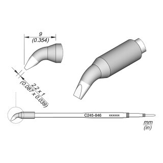 JBC C245-846 Ltspitze 2,2 x 1,0 mm Meiel gebogen, lang