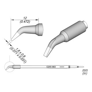 JBC C245-863 Ltspitze 1,8 x 0,8 mm Meiel gebogen, lang