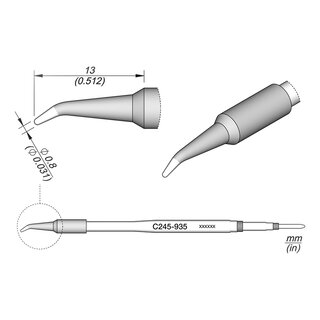 JBC C245-935 Soldering Tip 0.8 mm Conical Bent