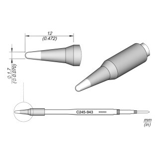 JBC C245-943 Soldering Tip Ø1.7 mm Conical Straight