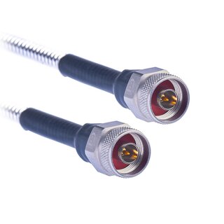 TekBox NM-NM/75/RG142/test HF Kabel N-Male zu N-Male, 75cm, verlustarmer, doppelt geschirmter RG142 mit Edelstahlarmierung, Edelstahl-Przisionsstecker mit >= 1000 Zyklen