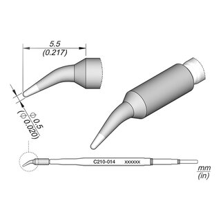 JBC C210-014 Soldering Tip  0.5 mm Conical Bent