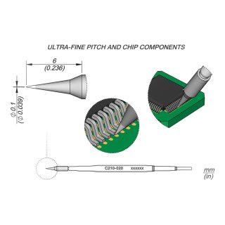 JBC C210-020 Soldering Tip Ø 0.1 mm Conical Straight