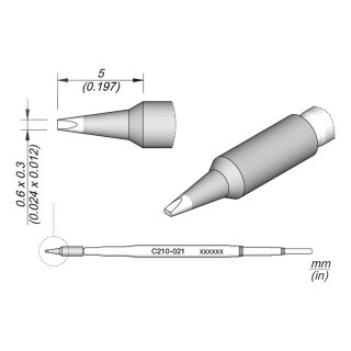 JBC C210-021 Soldering Tip 0.6 x 0.3 mm Chisel Straight