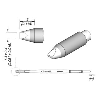 JBC C210-022 Ltspitze 1,3 x 0,4 mm Meiel gerade