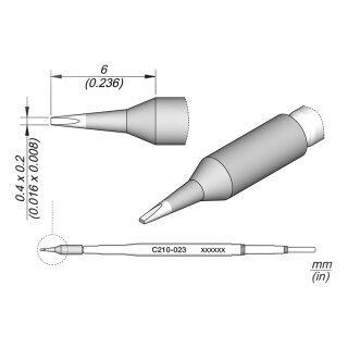 JBC C210-023 Lötspitze 0,4 x 0,2 mm Meißel gerade
