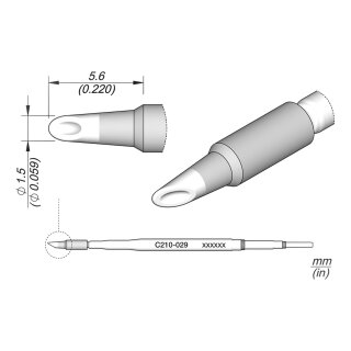 JBC C210-029 Soldering Tip Ø 1.5 mm Spoon Bevel