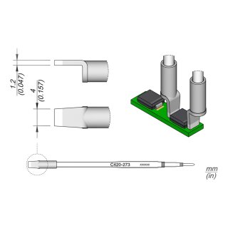 JBC C420-273 Ltspitze 4,0 mm Dual In-Line gerade