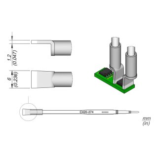 JBC C420-274 Ltspitze 6,0 mm Dual In-Line gerade