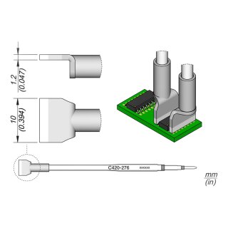 JBC C420-276 Ltspitze 10,0 mm Dual In-Line gerade