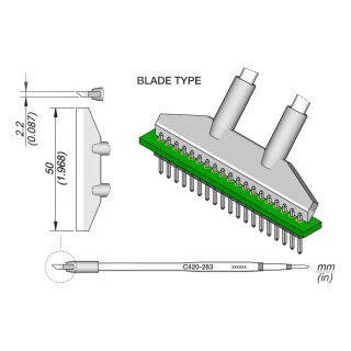 JBC C420-283 Soldering Tip 50.0 mm Blade Straight