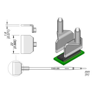 JBC C420-285 Ltspitze 22,0 mm Dual In-Line gerade