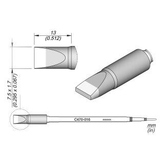 JBC C470-016 Soldering Tip 7.5 x 1.7 mm Chisel Straight
