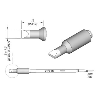 JBC C470-017 Soldering Tip 5.0 x 1.2 mm Chisel Straight