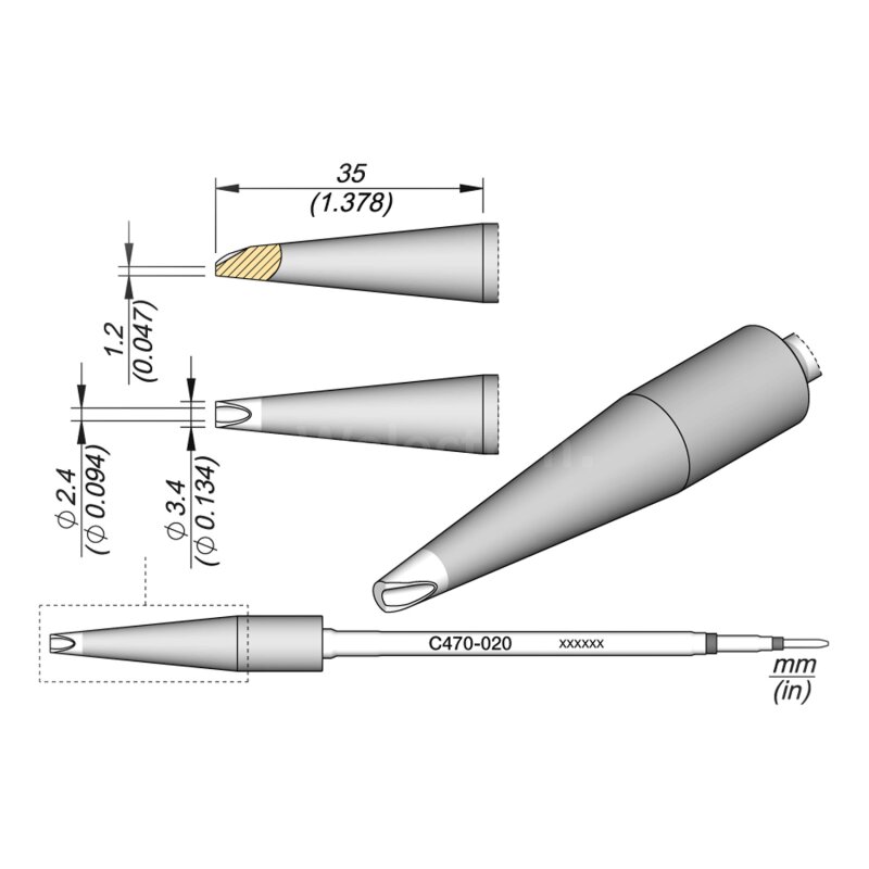JBC C470020 Solder Depot Tip Ø 3.4 mm Special Shape, 67.90 &e