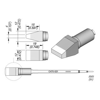 JBC C470-021 Soldering Tip 12 x 4 mm Chisel Straight