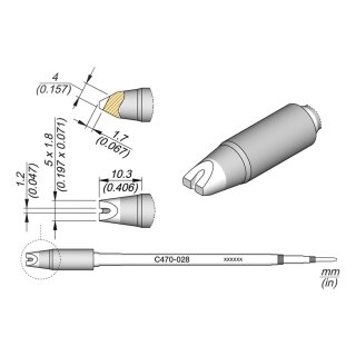 JBC C470-028 Soldering Tip 5 x 1.8 mm Chisel Straight