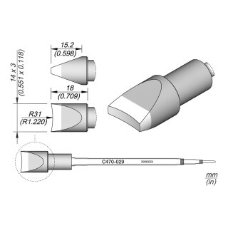 JBC C470-029 Pin Soldering Tip 14 x 3 mm Special Shape