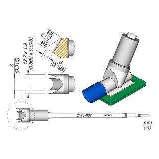 JBC C470-037 Pin Soldering Tip 12.7 x 1.9 mm Special Shape