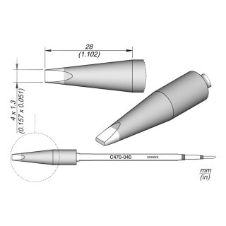 JBC C470-040 Soldering Tip 4.0 x 1.3 mm Chisel Straight