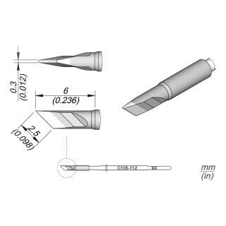 JBC C105-112 Soldering Tip 2.5 x 0.3 mm Blade Straight