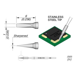 JBC C105-115 Ltspitze 1,0 mm Meiel gerade