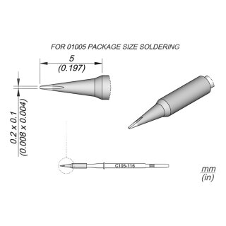 JBC C105-116 Ltspitze 0,2 x 0,1 mm Meiel gerade