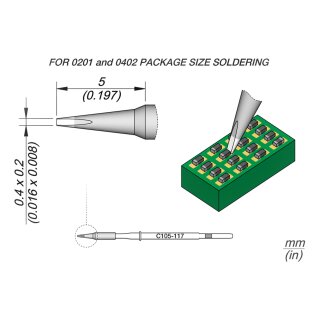 JBC C105-117 Ltspitze 0,4 x 0,2 mm Meiel gerade