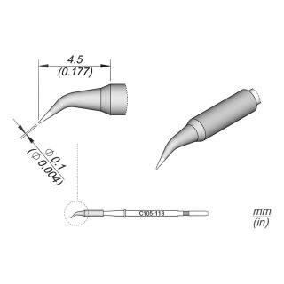 JBC C105-118 Lötspitze Ø 0,1 mm Rundform gebogen