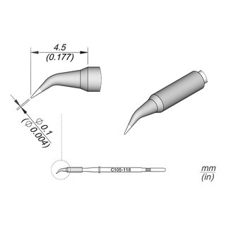 JBC C105-118 Soldering Tip  0.1 mm Conical Bent