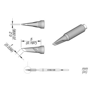 JBC C105-120 Soldering Tip 1.0 x 0.2 mm Blade Straight