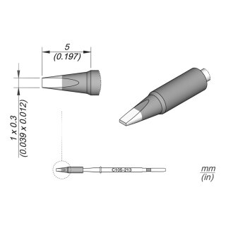 JBC C105-213 Soldering Tip 1.0 x 0.3 mm Chisel Straight
