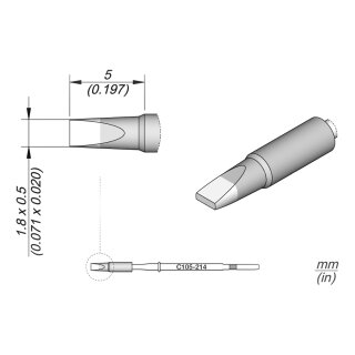 JBC C105-214 Soldering Tip 1.8 x 0.5 mm Chisel Straight
