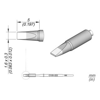 JBC C105-222 Ltspitze 1,6 x 0,3 mm Meiel gerade