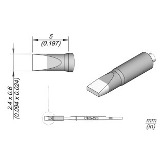 JBC C105-223 Soldering Tip 2.4 x 0.6 mm Chisel Straight