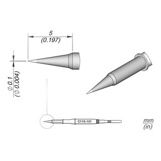 JBC C115-101 Soldering Tip  0.1 mm Conical Straight
