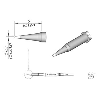 JBC C115-103 Soldering Tip  0.3 mm Conical Straight