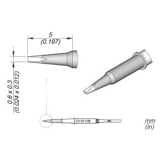 JBC C115-108 Ltspitze 0,6 x 0,3 mm Meiel gerade