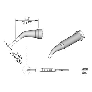 JBC C115-110 Soldering Tip  0.5 mm Conical Bent