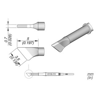 JBC C115-111 Ltspitze 3,5 x 0,7 mm Klinge gerade